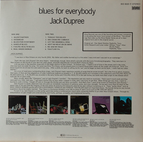 Champion Jack Dupree : Blues For Everybody (LP, Comp)
