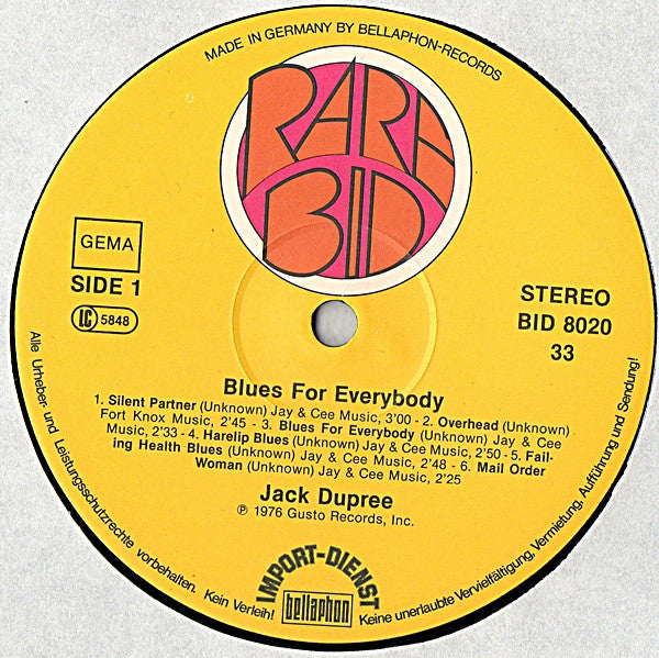Champion Jack Dupree : Blues For Everybody (LP, Comp)