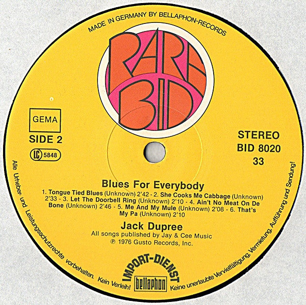 Champion Jack Dupree : Blues For Everybody (LP, Comp)