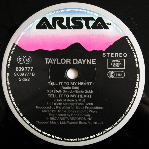 Taylor Dayne : Tell It To My Heart (House Of Hearts Mix) (12")