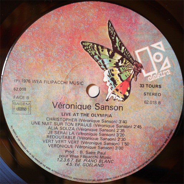 Véronique Sanson : Live At The Olympia (2xLP, Album, Gat)