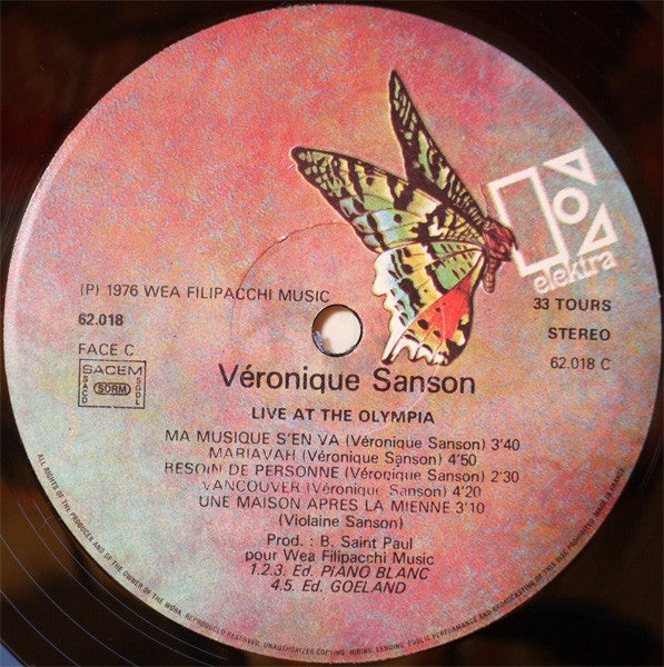 Véronique Sanson : Live At The Olympia (2xLP, Album, Gat)