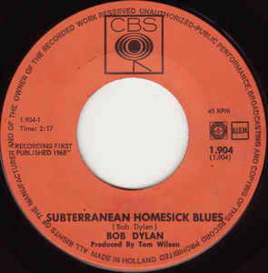 Bob Dylan : Subterranean Homesick Blues (7", Single, Lig)