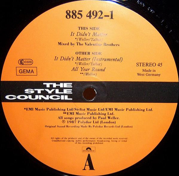 The Style Council : It Didn't Matter (12", Maxi)