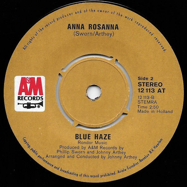 Blue Haze (2) : Smoke Gets In Your Eyes (7", Single, RE)
