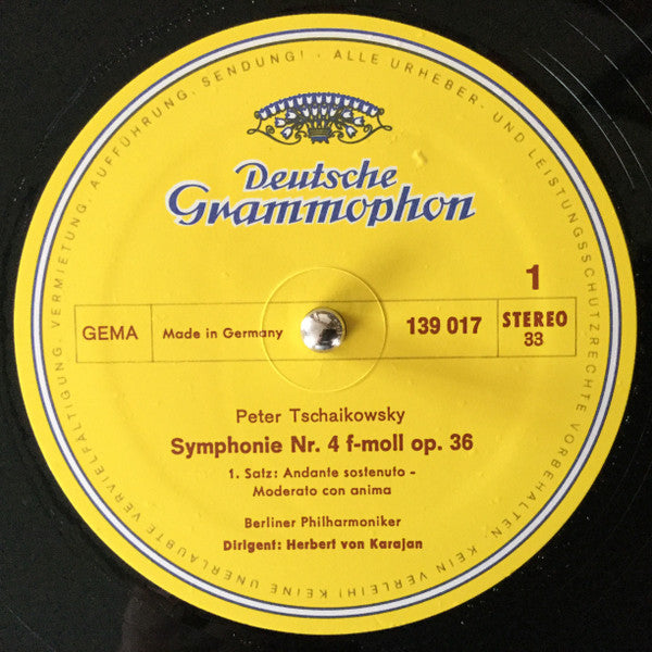 Pyotr Ilyich Tchaikovsky, Herbert von Karajan : Symphonie Nr. 4 F-moll Op. 36 (LP, Album, RE)