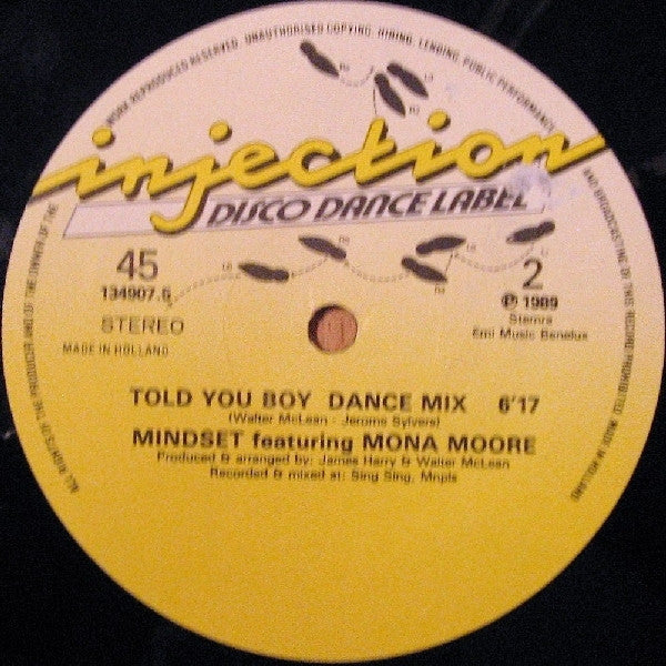 Mindset (4) Featuring Mona Moore (2) : Told You Boy (12")