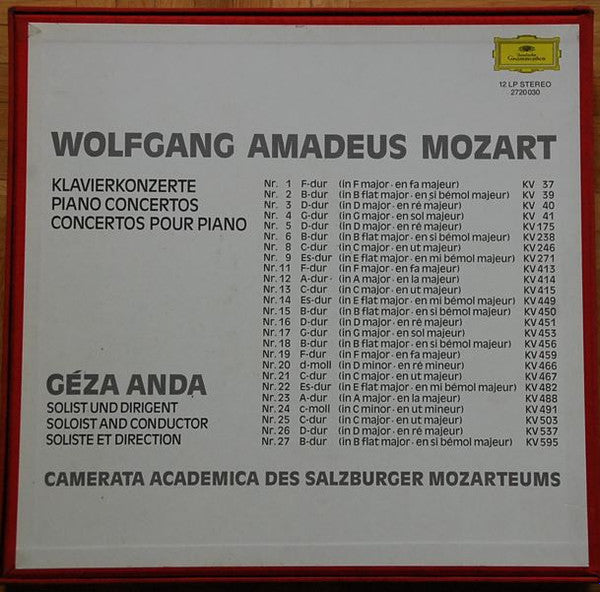 Wolfgang Amadeus Mozart, Géza Anda, Camerata Academica Salzburg : Die Klavierkonzerte - The Piano Concertos - Les Concertos Pour Piano (12xLP + Box)
