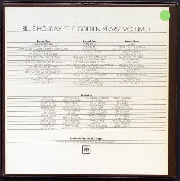 Billie Holiday : "The Golden Years" Volume II (3xLP, Comp, Mono + Box)