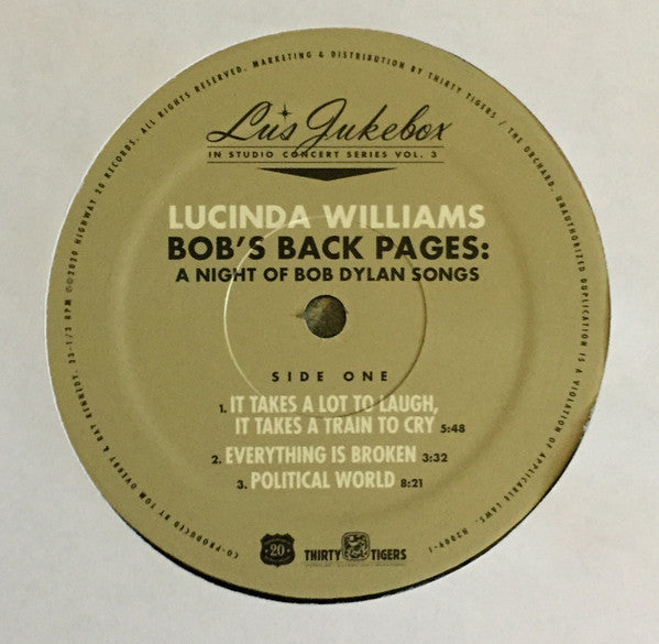Lucinda Williams : Bob's Back Pages: A Night Of Bob Dylan Songs (LP + LP, S/Sided, Etch + Album)