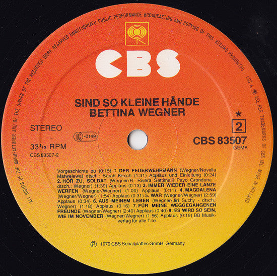 Bettina Wegner : Sind So Kleine Hände (LP, Album)