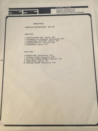 Semantics : Bone Of Contention (LP, TP)