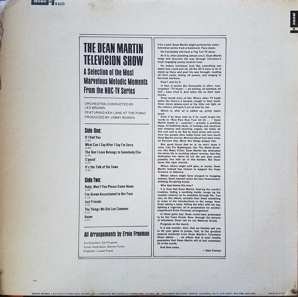 Dean Martin : The Dean Martin TV Show (LP, Album, Mono, Pit)