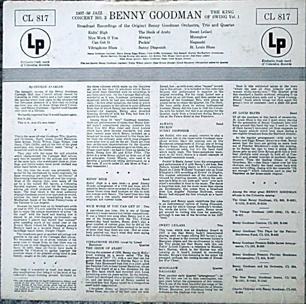 Benny Goodman : The King Of Swing Vol. 1 (1937-38 Jazz Concert No. 2) (LP, Comp, Mono)