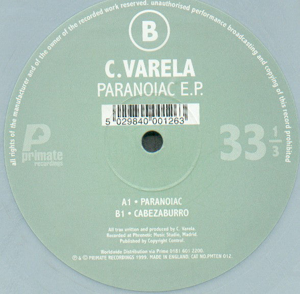 Cristian Varela : Paranoiac E.P. (10", EP, Gre)