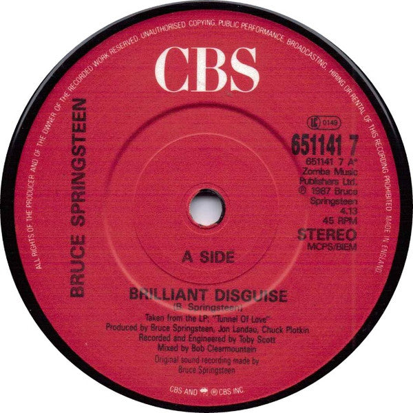 Bruce Springsteen : Brilliant Disguise (7", Single)