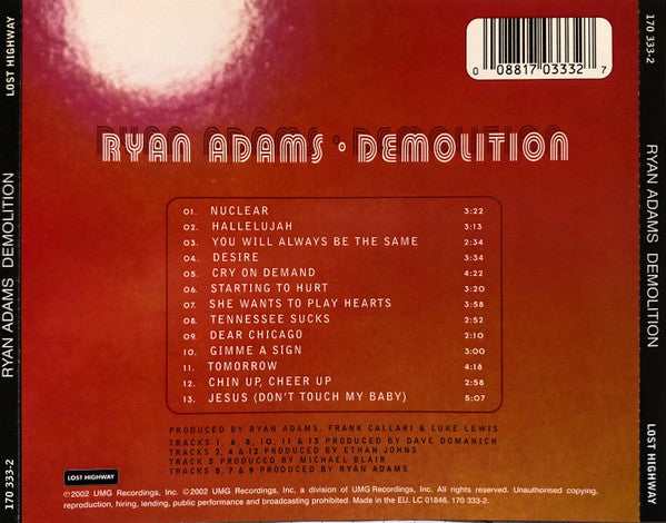 Ryan Adams : Demolition (CDr, Album, RE)