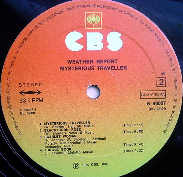 Weather Report : Mysterious Traveller (LP, Album, RP)