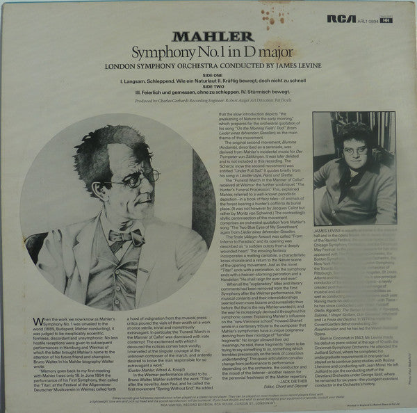 Gustav Mahler, James Levine (2), London Symphony Orchestra : Symphony No. 1 In D Major (LP)
