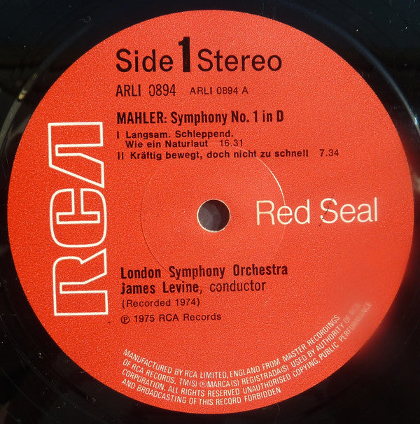 Gustav Mahler, James Levine (2), London Symphony Orchestra : Symphony No. 1 In D Major (LP)