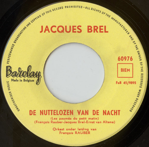Jacques Brel : Mijn Vlakke Land (7")