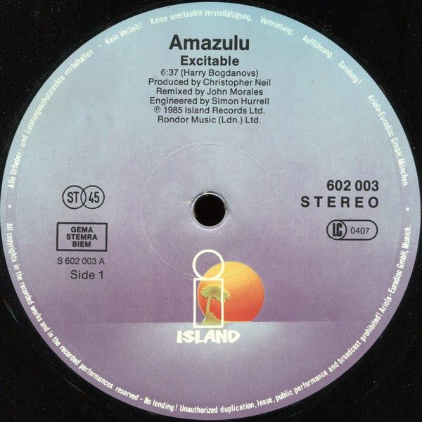 Amazulu : Excitable (12", Maxi)