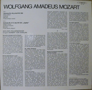 Wolfgang Amadeus Mozart - Herbert von Karajan, Berliner Philharmoniker : Sinfonie Nr. 40 G-moll KV 550 & Sinfonie Nr. 41 C-dur KV 551 "Jupiter" (LP, Album)