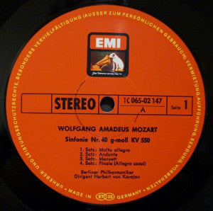 Wolfgang Amadeus Mozart - Herbert von Karajan, Berliner Philharmoniker : Sinfonie Nr. 40 G-moll KV 550 & Sinfonie Nr. 41 C-dur KV 551 "Jupiter" (LP, Album)