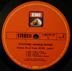 Wolfgang Amadeus Mozart - Herbert von Karajan, Berliner Philharmoniker : Sinfonie Nr. 40 G-moll KV 550 & Sinfonie Nr. 41 C-dur KV 551 "Jupiter" (LP, Album)