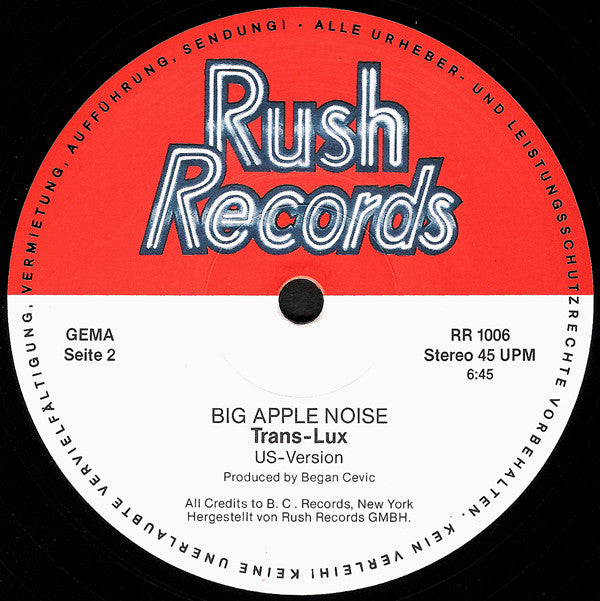 Trans-Lux : Big Apple Noise (12", Single)