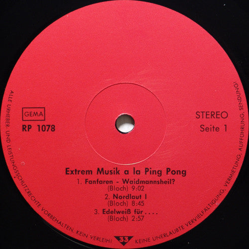 A La Ping Pong : Extrem Musik A La Ping Pong Phase I (LP, Album)