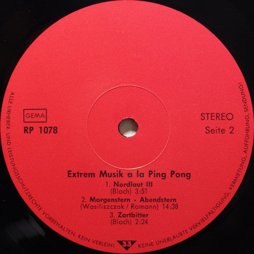 A La Ping Pong : Extrem Musik A La Ping Pong Phase I (LP, Album)