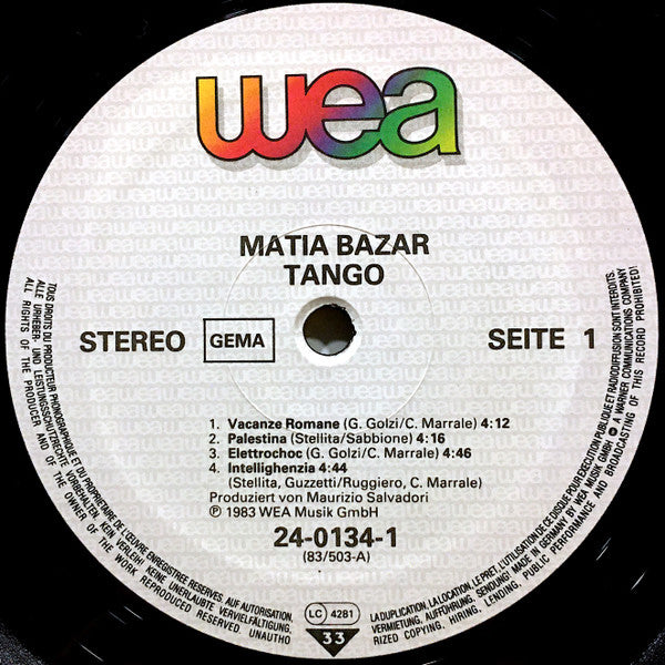 Matia Bazar : Tango (LP, Album)