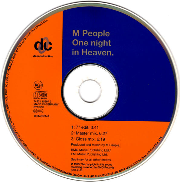 M People : One Night In Heaven (CD, Maxi)