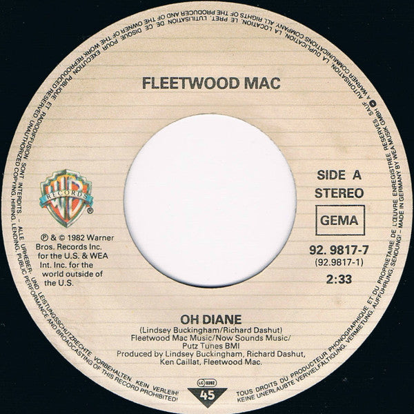 Fleetwood Mac : Oh Diane (7", Single)