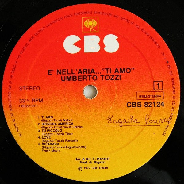 Umberto Tozzi : È Nell'Aria...Ti Amo (LP, Album)
