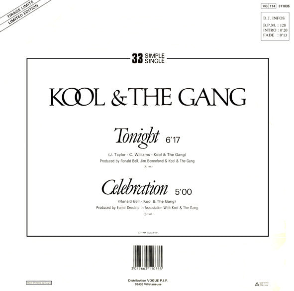 Kool & The Gang : Tonight / Celebration (12", Ltd)