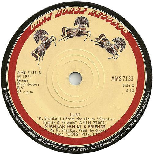 Shankar Family & Friends : I Am Missing You / Lust (7", Single)