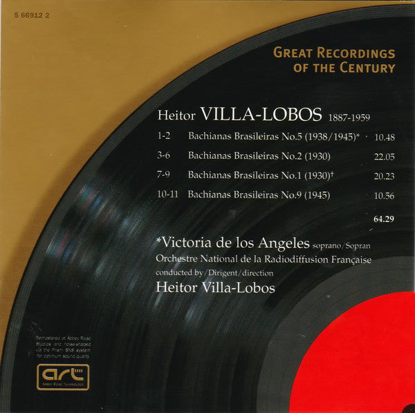 Heitor Villa-Lobos : Victoria De Los Angeles, Heitor Villa-Lobos, Orchestre National De France : Bachianas Brasileiras Nos. 1, 2, 5 & 9 (CD, Comp, Mono, RM)