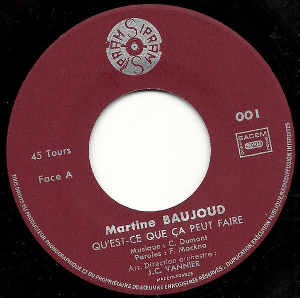 Martine Baujoud : Dans L'Ombre / Qu'Est Ce Que Ça Peut Faire (7", Single)