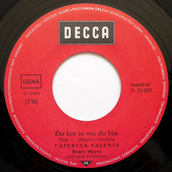 Caterina Valente : Sorry / Du Bist So Wie Du Bist (7", Single)