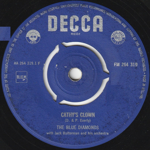 The Blue Diamonds With Orkest O.l.v. Jack Bulterman : Cathy's Clown (7", Single)