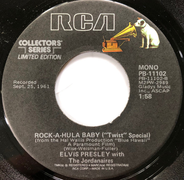 Elvis Presley With The Jordanaires : Can't Help Falling In Love / Rock-A-Hula Baby (7", Single, Mono, Ltd, RE, Ind)