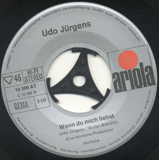 Udo Jürgens : Zeig Mir Den Platz An Der Sonne (7", Single)