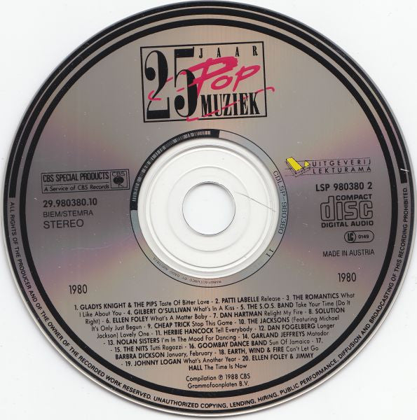Various : 25 Jaar Popmuziek - 1980 (CD, Comp, +Bo)