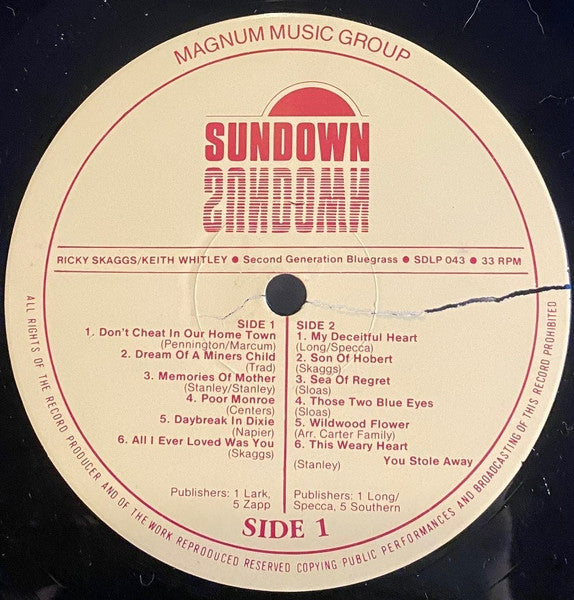 Keith Whitley & Ricky Skaggs : Second Generation Bluegrass (LP, RE)