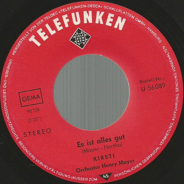 Kirsti Sparboe : Es Ist Alles Gut / Pierre Der Clochard (7", Single)