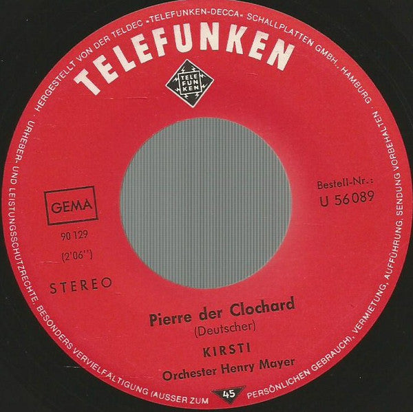 Kirsti Sparboe : Es Ist Alles Gut / Pierre Der Clochard (7", Single)