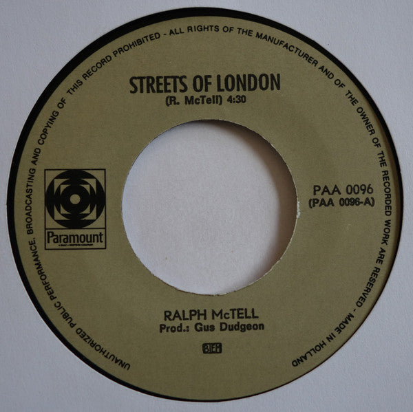 Ralph McTell : Streets Of London (7", Single)