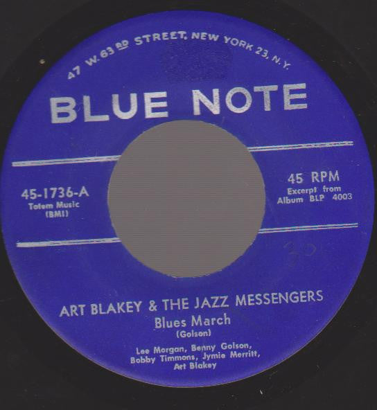 Art Blakey & The Jazz Messengers : Blues March / Along Came Betty (7")